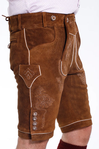 Caramel Brown Bavarian Lederhosen with Classic Embroidery