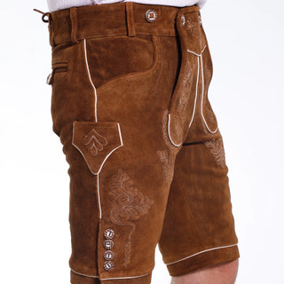 Lederhosen Caramel Brown Embroidered