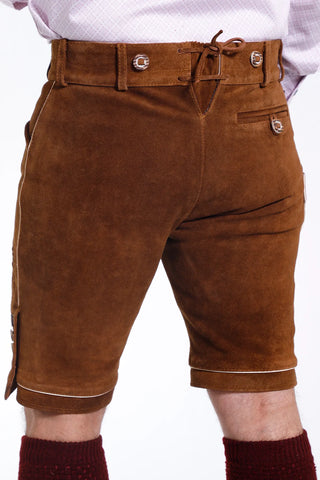 Caramel Brown Bavarian Lederhosen with Classic Embroidery