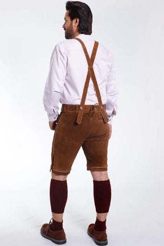 Caramel Brown Bavarian Lederhosen with Classic Embroidery