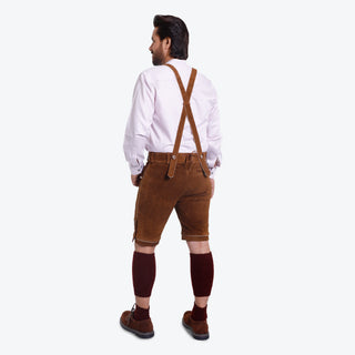 Lederhosen Caramel Brown Embroidered