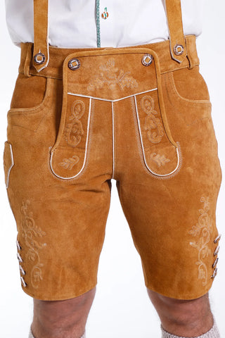 Mens Bavarian Lederosen Costume Ochre Brown