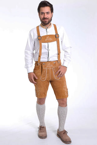 Mens Bavarian Lederosen Costume Ochre Brown