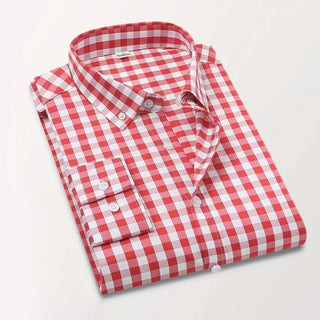 Royale Delight Small Checkered Lederhosen Shirt in Dark Red