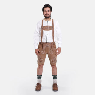 Mens Lederhosen Shirt with Green Piping