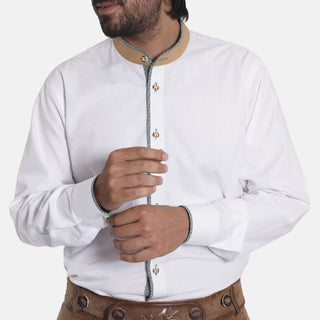 Mens Lederhosen Shirt with Green Piping