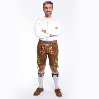 Mens Lederhosen Shirt with Green Piping