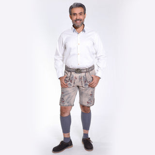 White Traditional Mens Lederhosen Shirt  With Pocket Highlight