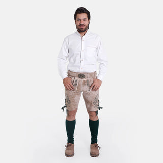 Classic Oktoberfest Shirt in White with Elegant Red Trim