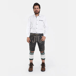 Modern Fit White Bavarian Shirt in Classic Black Details
